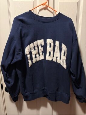 The Bar Navy Blue Oversized Varsity Logo Sweatshirt - Size Medium